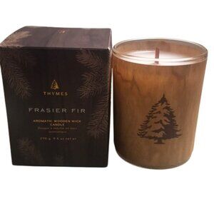 New Thymes Frasier Fir Wooden Wick Candle 9.5 oz NIB